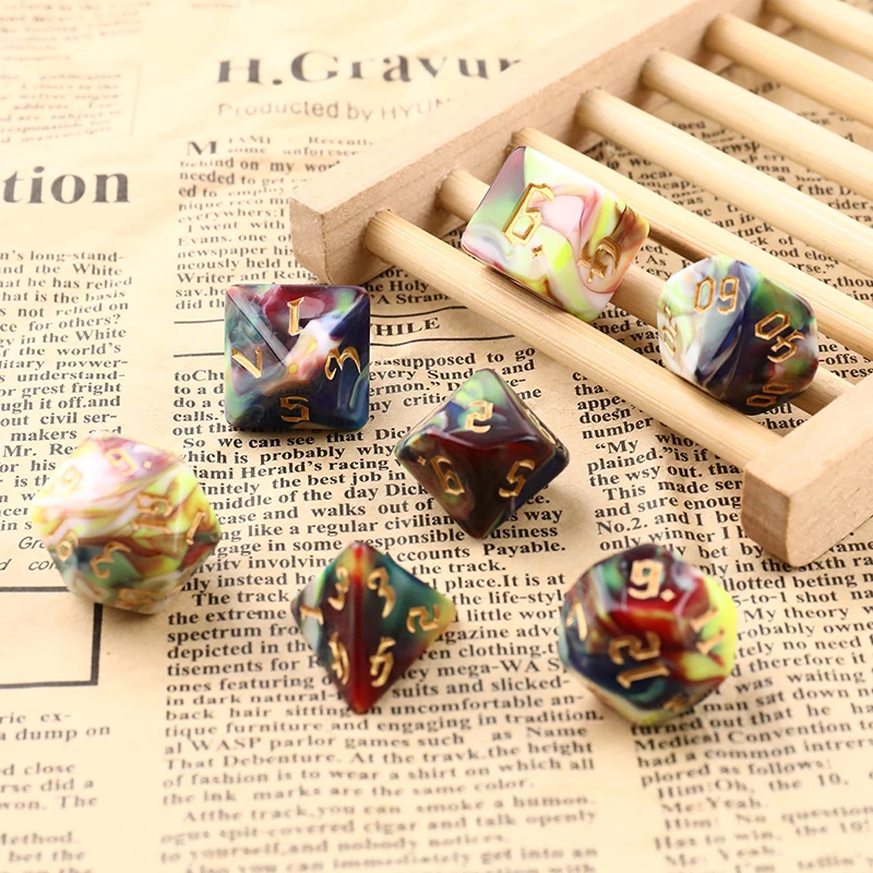 7-кости Polyhedral для настольных игр двухцветный вихревой набор ролевых игр/MTG D4 D6 D8 D10