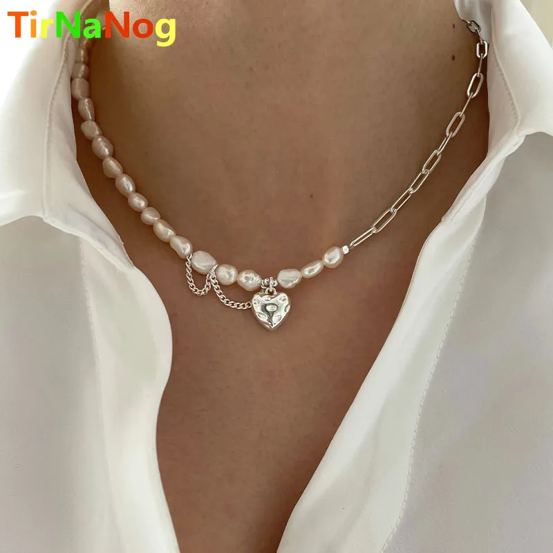 

2022 New Baroque Freshwater Pearl Necklace, Fashion Classic Geometric Heart-Shaped Pendant Brief Paragraph Clavicle Necklace