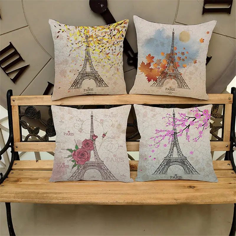 

New Fashion Paris Tower Stills Cushion Cover Pillow Case Sofa Home Decorative Throw Pillow Cover pillow covers decorative