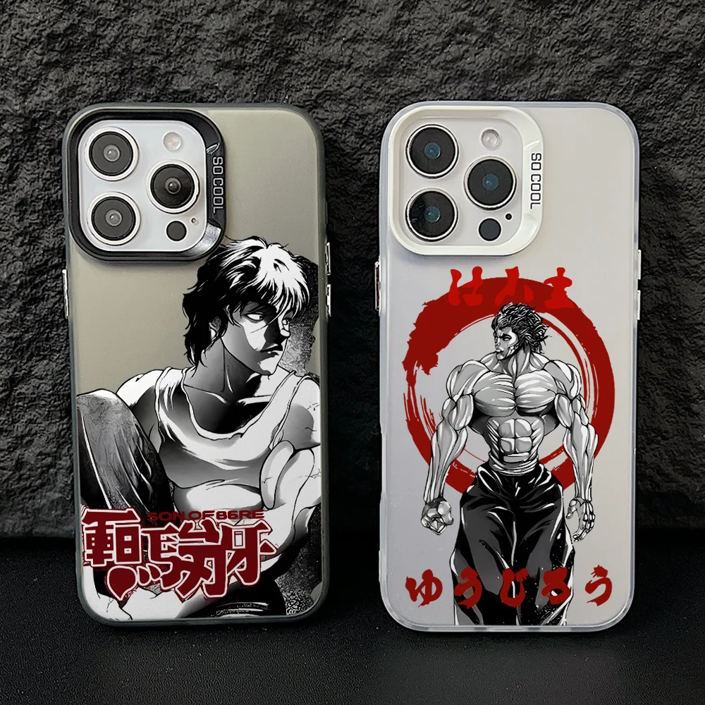 Фото Чехол для телефона с аниме-дизайном Hanmas Baki для iPhone 17 Air, 16, 16e, 15, 14 Plus, 13, 12, 11 Pro Max, X, Xs, XR, 8 – Цветной серебристый жесткий чехол №1