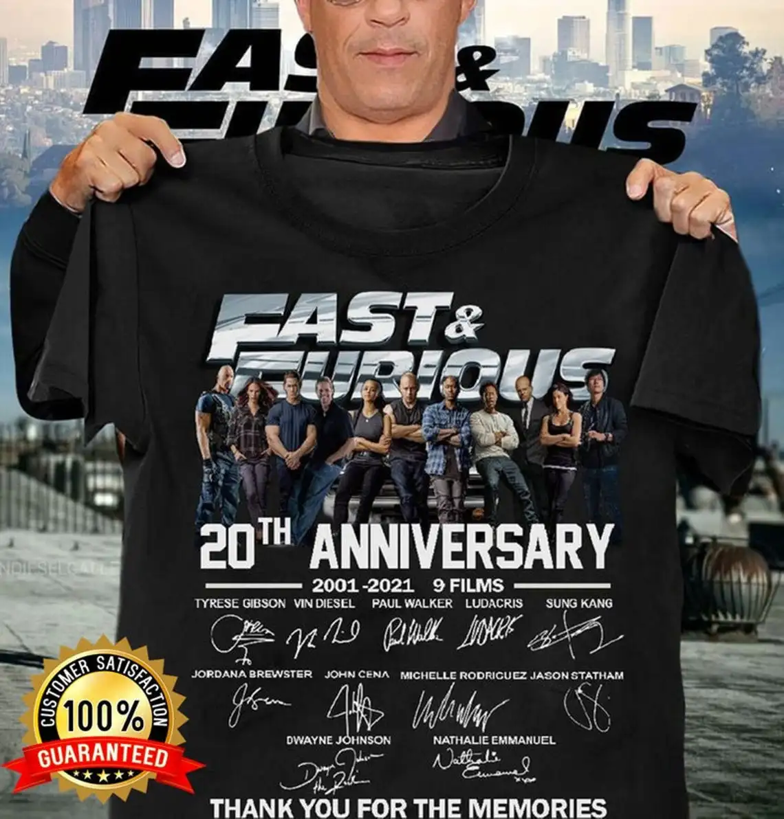 

Fast And Furious 20th Anniversary 2001-2021 9 Films, Thank You For The Memories T Shirt