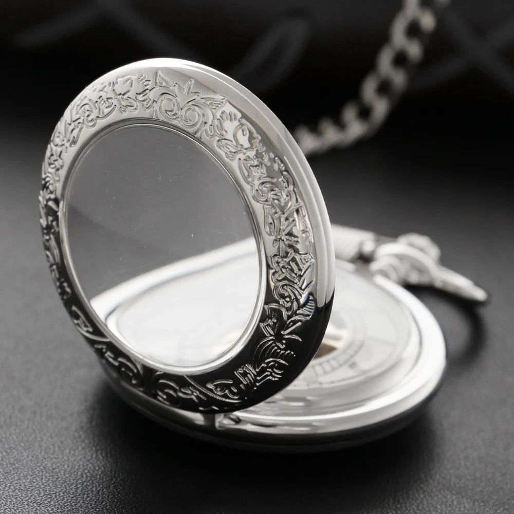 Carved Silver Gold Mechanical Pocket Watch High Quality Unisex Necklace Pendant Jewelry Gift for Men and Women Religio Masculino