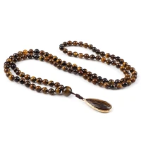 108 tiger eye beads meditation necklaces vintage 6mm natural stone malachite onyx pendants necklaces women yoga energy jewelry