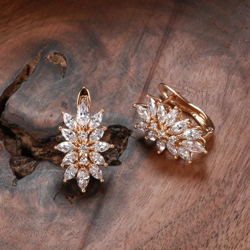 Wbmqda Роскошные серьги-подвески из натурального циркона для женщин 585 цвета