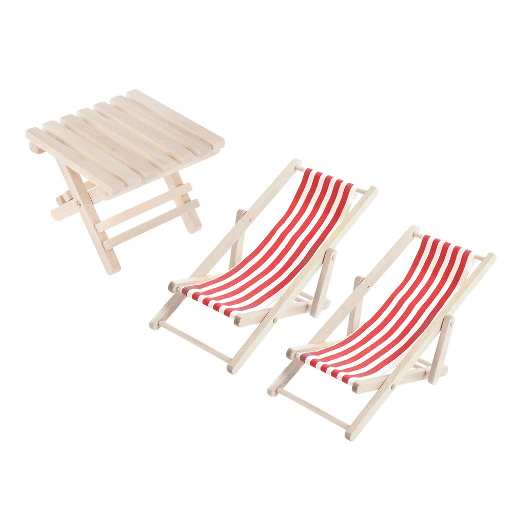 

Folding Beach Lounge Chair Puppet Mini House Crafts Miniature Adornments Furniture Bamboo