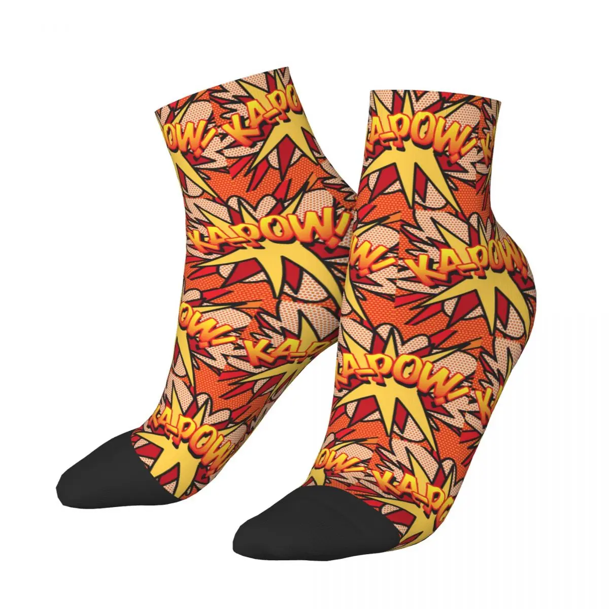 

Happy Funny Men's Short Socks Modern Comic Pop Art Sock Bang Wow Boom Pow Women Low Tube Socks Spring Summer Autumn Winter