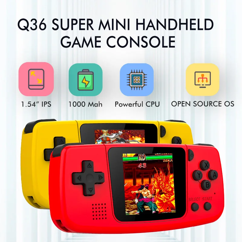 New Q36 Mini Handheld Game Console Dual Open Source Systems OCA Full Fit IPS Compatible With PS GB GBA MS SFC 13 Game Player