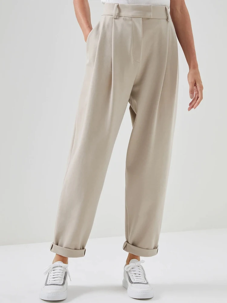 Повседневные женские брюки бежевые