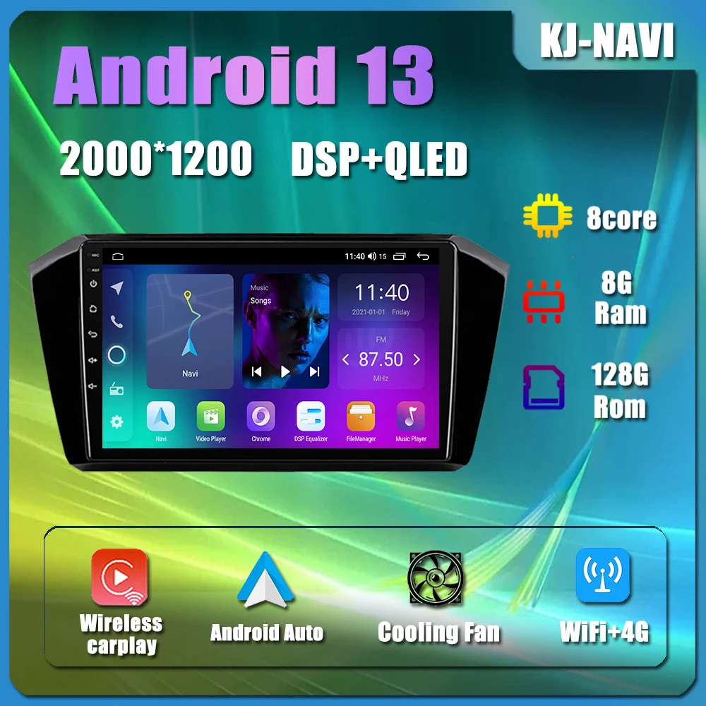 

For Volkswagen VW Magotan Passat b8 2017-2018 Android 13 Car Navigation System GPS Player IPS Screen Multimedia Radio Stereo