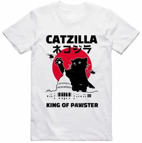 Мужская забавная футболка Catzilla B ретро-дизайн Классическая из 100% хлопка
