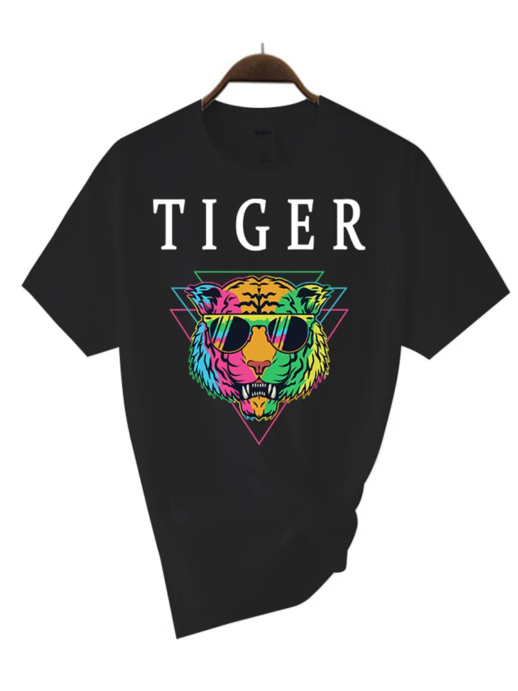 

Summer Funny Color Tiger Shades T Shirt For Men Short Sleeve Vintage Owners Tshirt 100%Cotton T-Shirt Fashion Tee Streetwear
