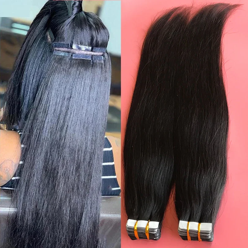 

Silky Straight Skin Wefts Tape On Adhesive Brazilian Remy Hair Extensions 40 Pieces Tape In Natural Color For Women