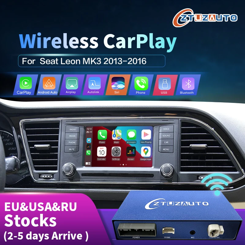 Беспроводной Apple CarPlay Android авто для Seat Leon MK3 2013-2016 зеркальный послепродажный