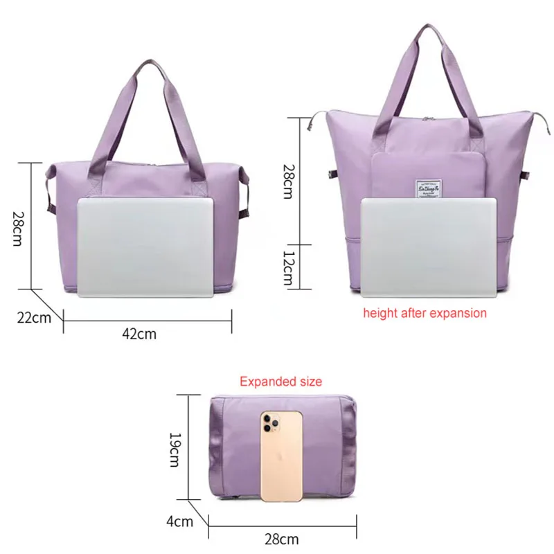 Women Travel Tote Solid Color Large Shoulder Bag Multi Functional Dry And Wet Separation Bag Sports Storage Hand Uggage Bag