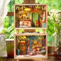 cutebee diy dollhouse wooden dream tiny house cute bear miniature doll house furniture kit led toys for children birthday gift