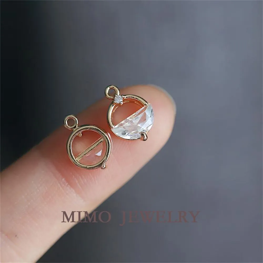 

Color Preserving Copper Plating Round Ring Half Moon Zircon Pendant DIY Handmade Earrings Bracelet Necklace Accessories