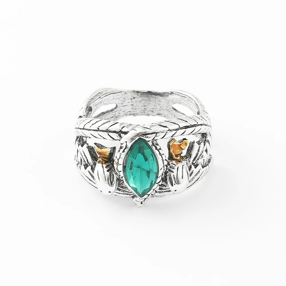 Кольцо Лорда Баррахира Арагорн Гондор Кольца с зеленым кристаллом для женщин и