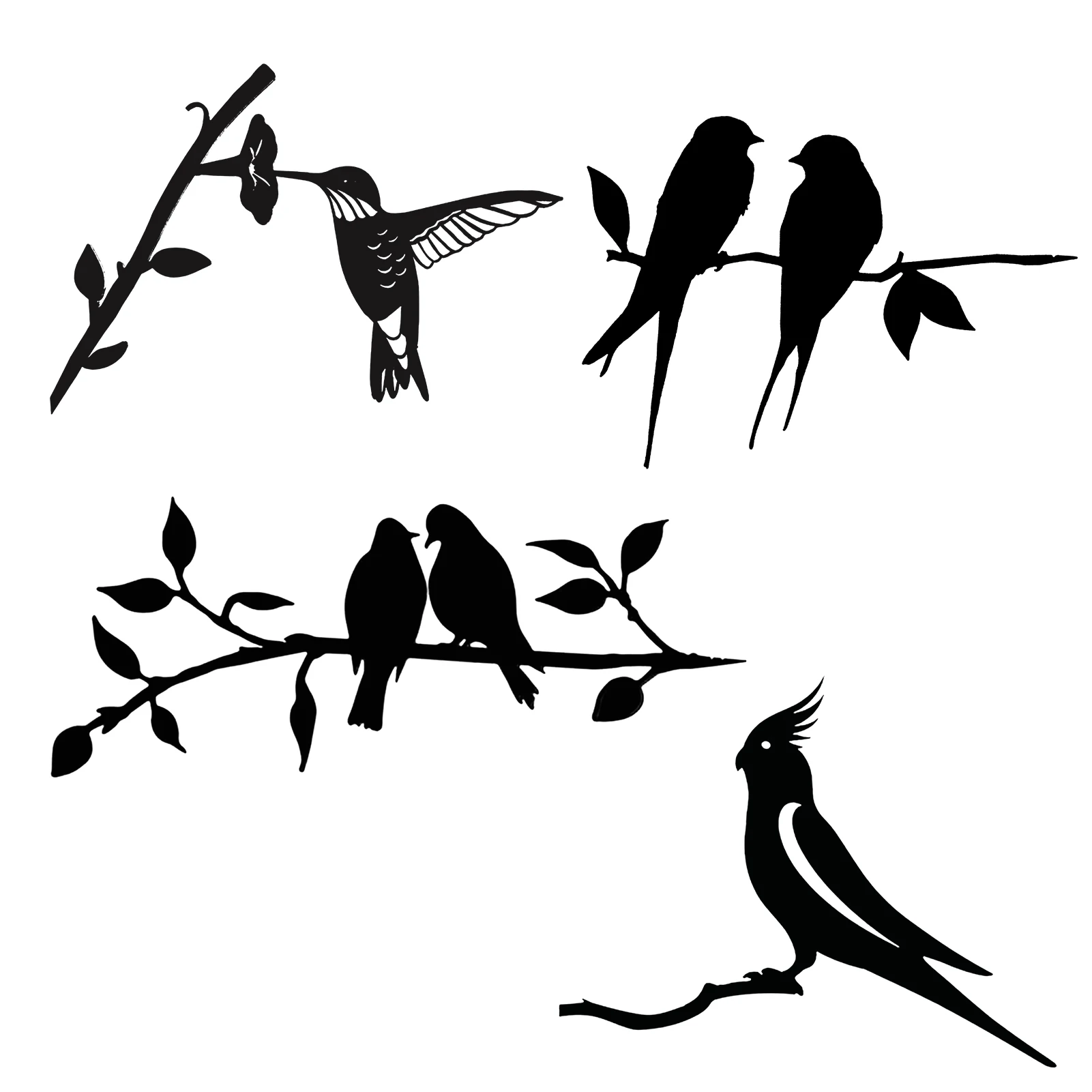 

Metal Bird Silhouette Black Wrought Iron Bird Silhouette Birds On The Branch Hummingbird Wall Art Decor For Home Garden Yard