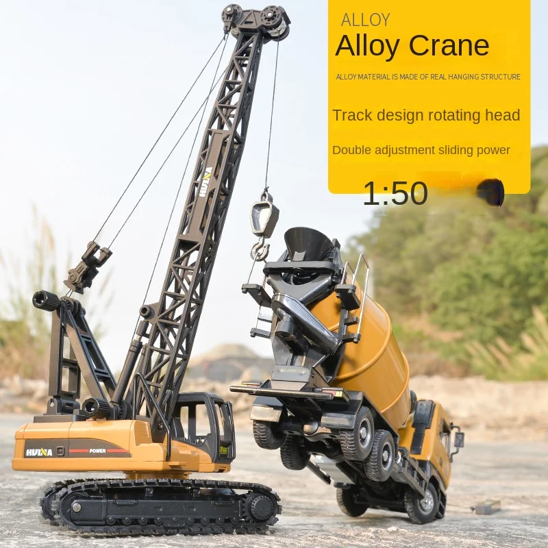 

Diecast 1/50 Scale Children's Alloy Crane Vehicles Mixer Model Toy Large Crawler Crane Simulation Engineering Vehicle Boy Gift