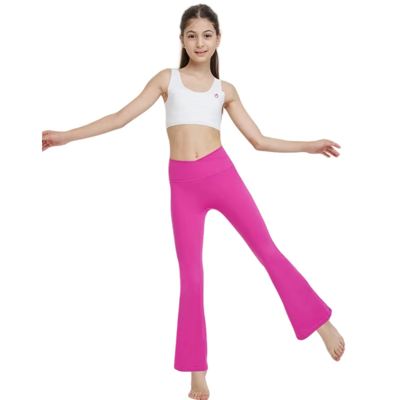 Расклешенные леггинсы для девочек штаны йоги детские тренировок в тренажерном