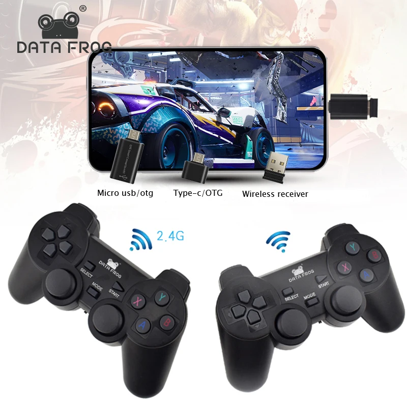 

DATA FROG 2.4 G Wireless Game Gamepad For PC Game Controller Joystick Players For Android Smart Phone Joypad With OTG Converter