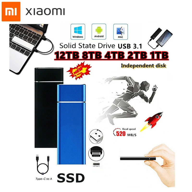 

2022 Xiaomi M.2 SSD Mobile Solid State Drive 16TB Hard Drive High Capacity Storage Device Computer USB 3.0 Mobile Hard Drives
