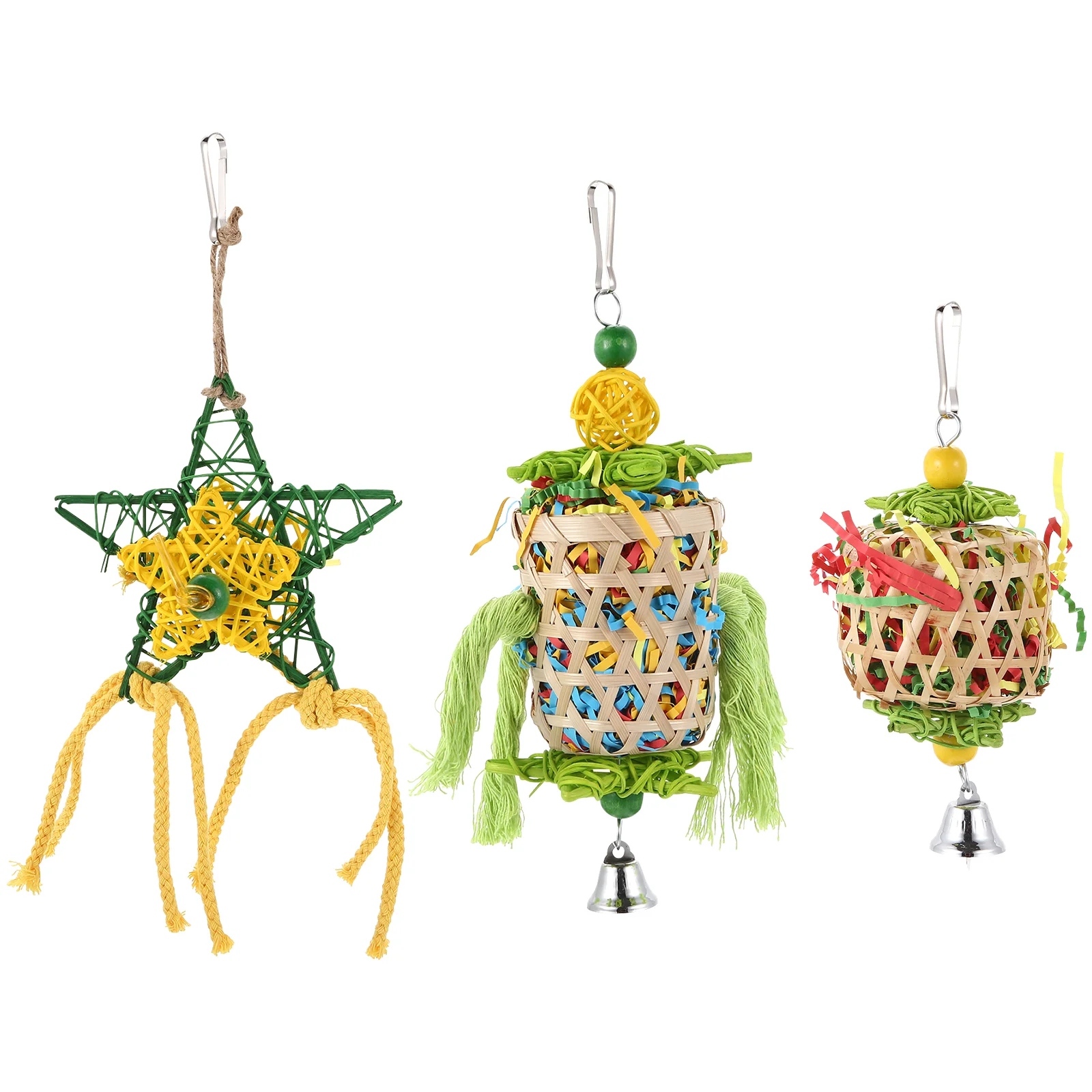 

3 Pcs Parrot Toy Pet Supply Nibble Large Bird Cage Gift Conure Toys Parakeet Accessories Birds Grinding Plaything Comforting