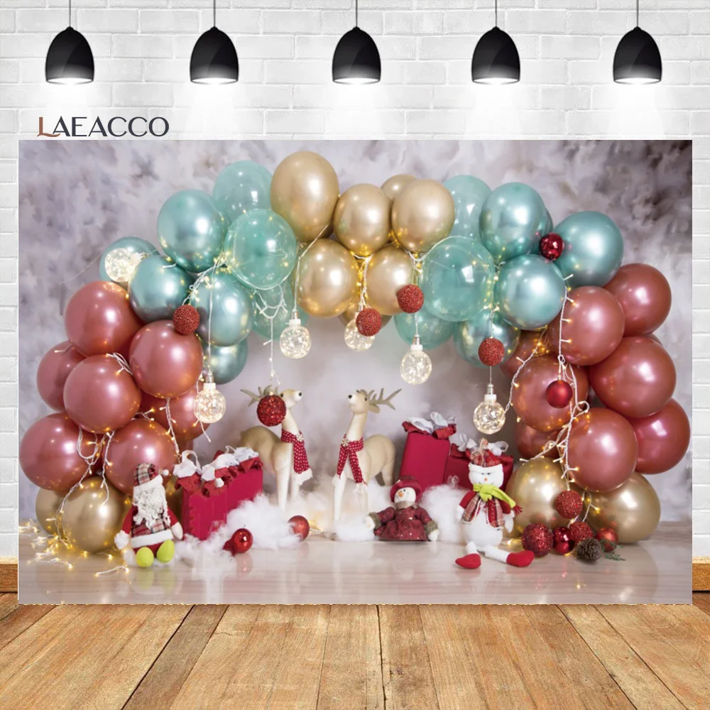 

Laeacco Newborn Halloween Birthday Photo Backdrop Balloon Elk Snowman Party Decor Baby Shower Portrait Photography Background