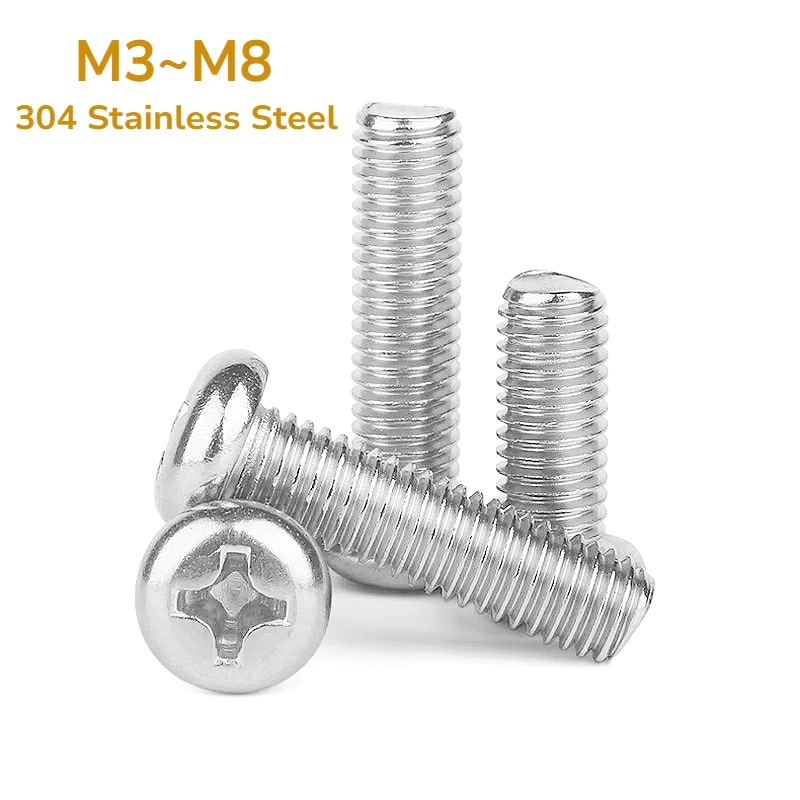 

Болт с крестообразной головкой из нержавеющей стали 304, M3 ~ M8, большой размер, винт с полукруглой головкой и крестообразным шлицем, длина = 55 -100 мм