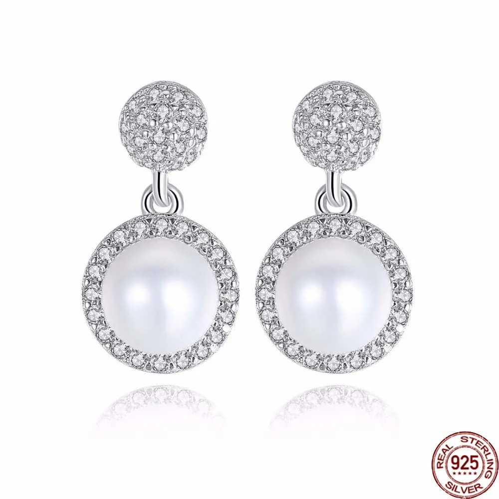 

BABIQU Cute Round Shape Small Stud Earrings for Women 925 Sterling Silver 6-7mm Bread Natural Freshwater Pearl Brand Jewelry