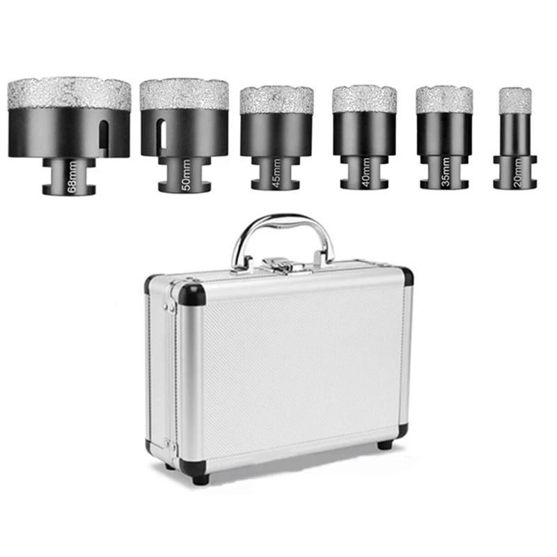 

6Pcs M14 Diamond Core Bits Set Vacuum Brazed Perforating Drill Bit Set Cut 20/35/40/45/50/68Mm Ceramic Marble Hole Saw