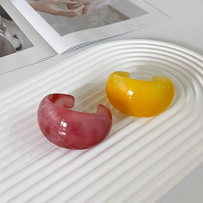 Широкий браслет из искусственного нефрита для женщин и девушек простой открытый