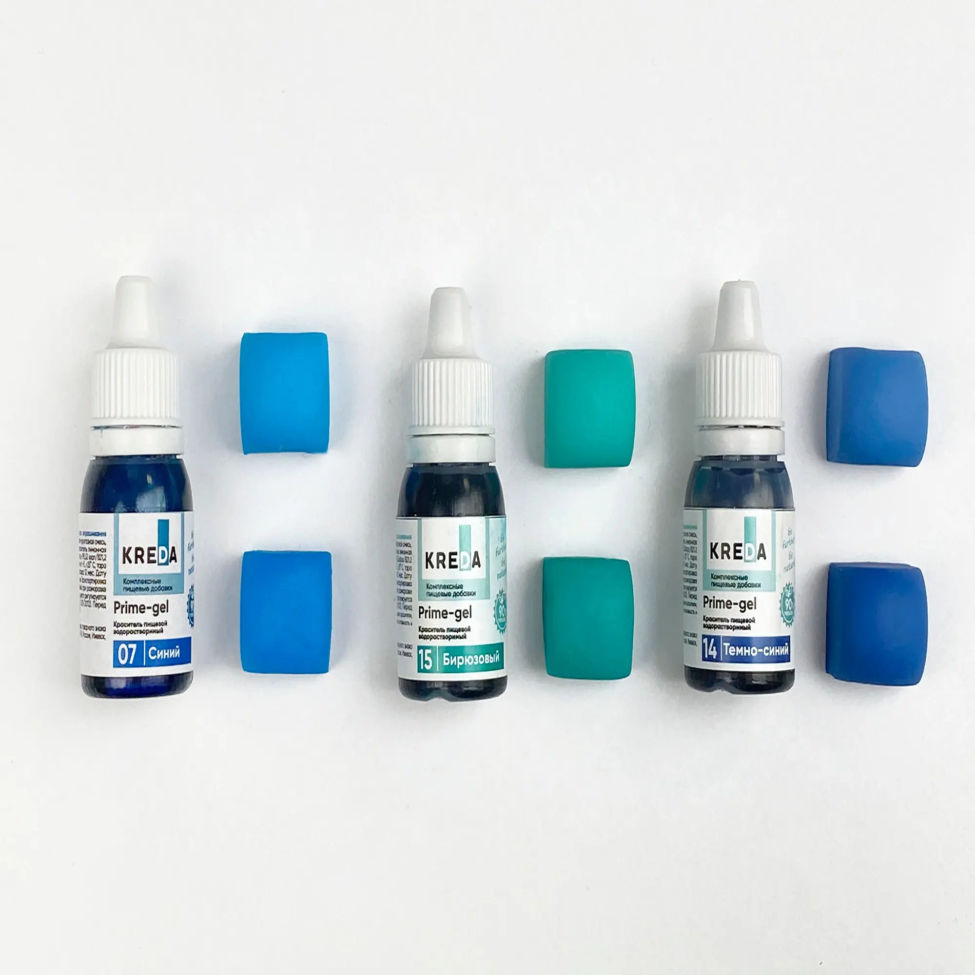 Универсальные гелевые красители KREDA Prime-gel для кулинарии,мыловарения,слаймов комплект из 3 шт по 10мл