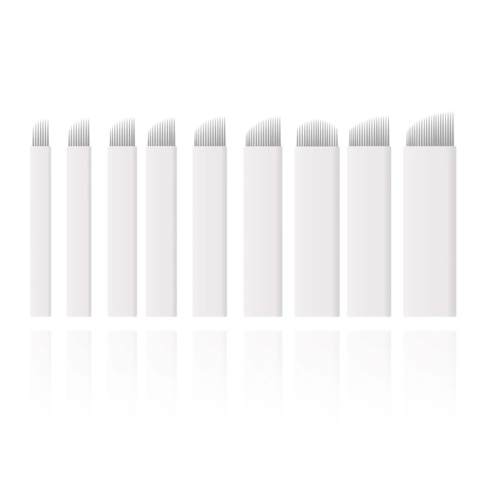 50 шт 7 9 11 12 14 Pin Перманентный макияж ручные иглы татуировки бровей u-формы для 3D