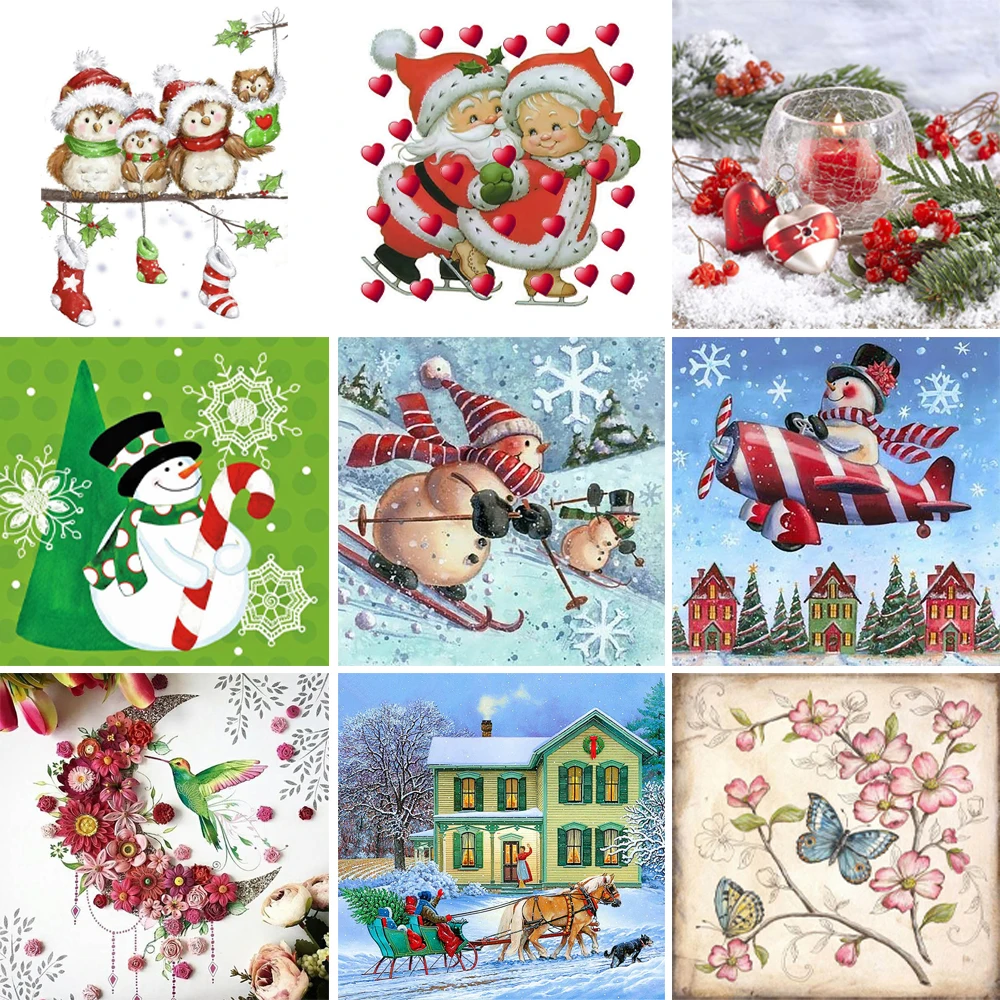 

Алмазная 5D картина «сделай сам» с Санта-Клаусом, снеговиком, полностью круглая, квадратная, алмазная вышивка, бабочка, цветок, мозаика, украш...