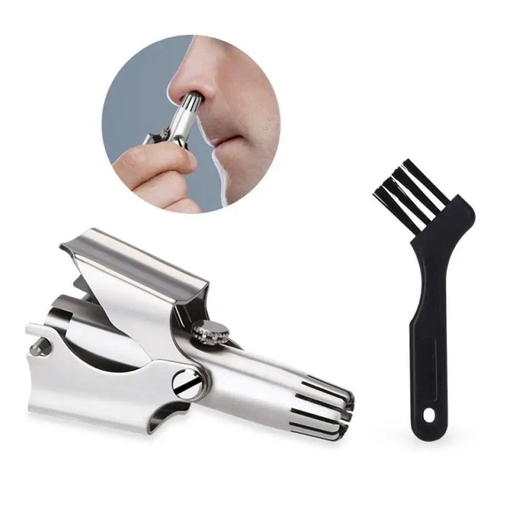 

Nose Trimmer Set For Men High Quality Stainless Steel Nose Razor Shaver Manual Washable Nose Ear Hair Trimmer With Brush