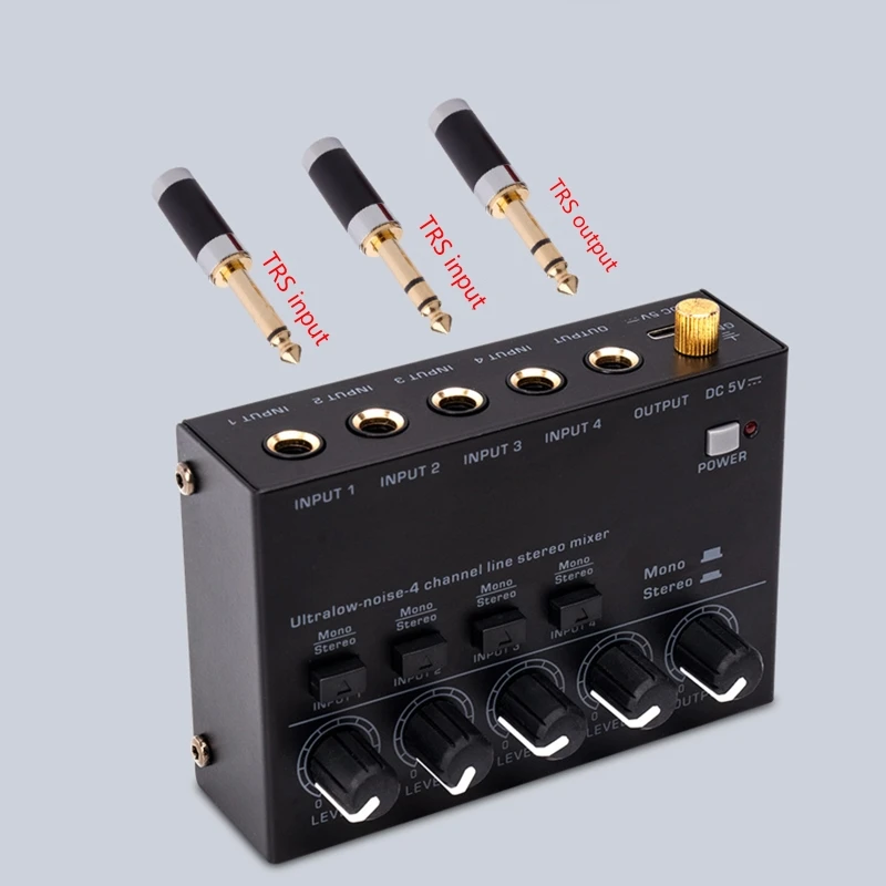 

Audio Mixer Mini Low Noise Sound Mixer Ultra Compact Professional Sound Mixer 4 Channel Audio Mixer Stereo RCA Output