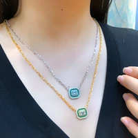 missvikki original design cute green square pendant necklace personalized stackable for women wedding party girlfriend wife gift