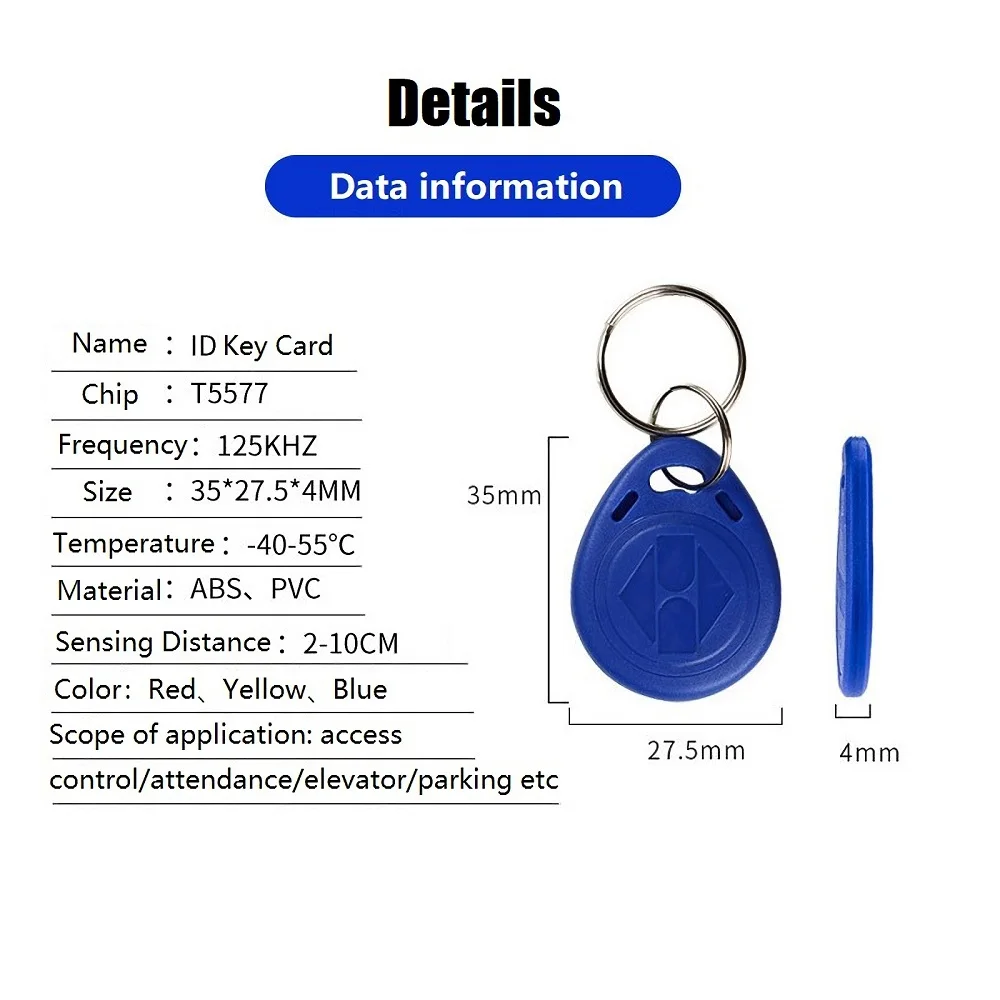 Перезаписываемые брелоки RFID EM4305 125 кГц 2/5/10 шт