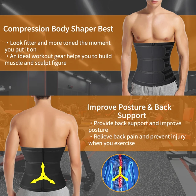Men Waist Trainer Trimmer Belt for Weight Loss Neoprene Body Shaper Sauna Workout Sweat Belly Belt with Double Straps Shapewear 6