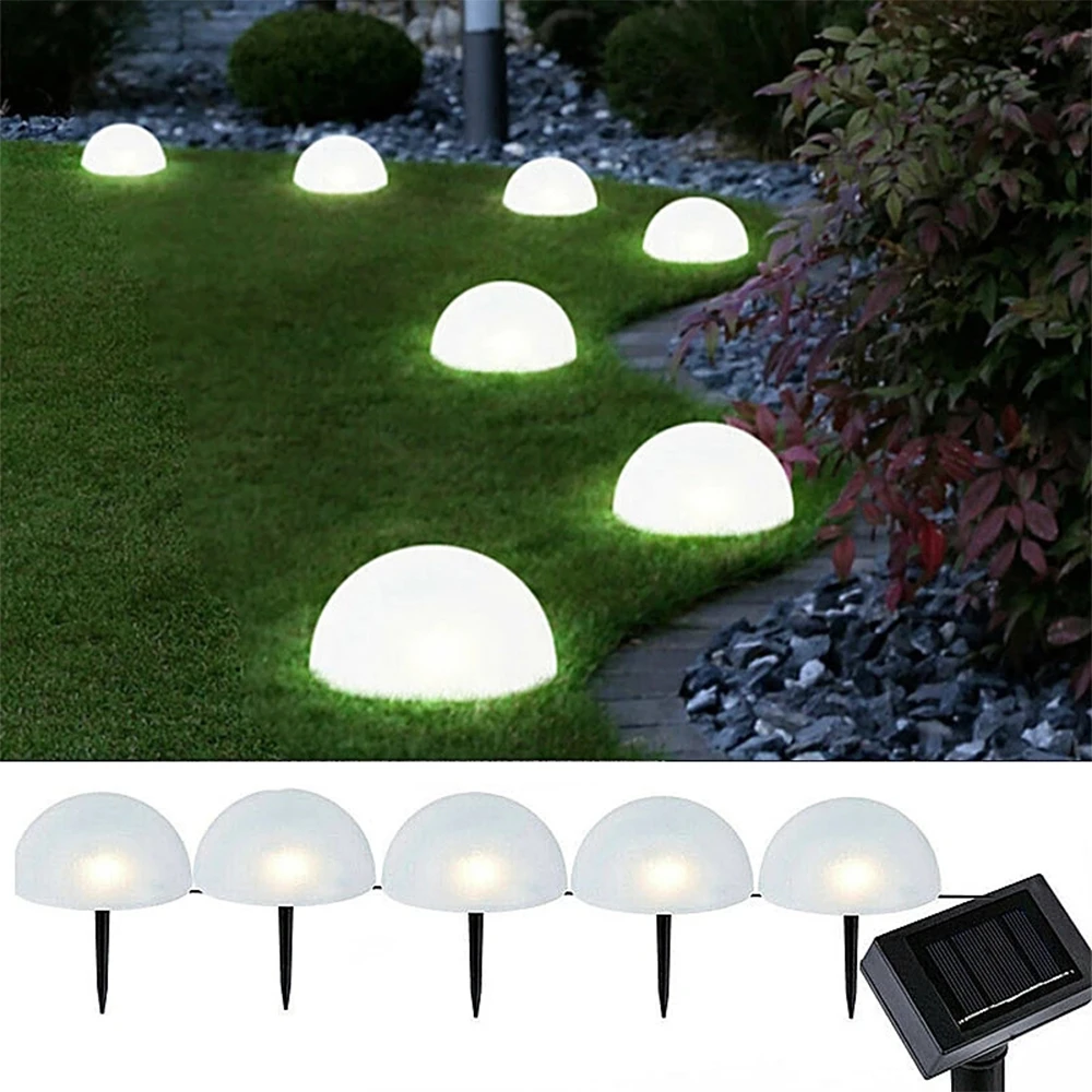 

Landscape Pathway Shaped Lamps Creative 5pcs Lawn Lights Decor Solar Outdoor Waterproof Ground Yard Lamp Half Garden Ball