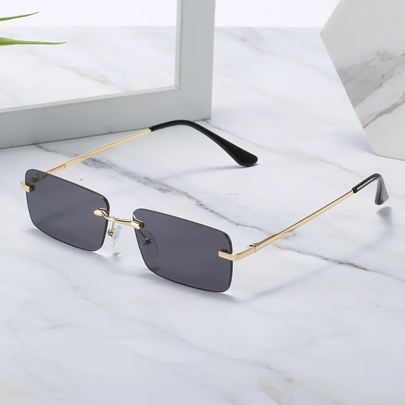 

Luxury Fashion Rectangle Rimless Women Sunglasses Unisex Retro Gradient Color Eyewear UV400 Travel Vintage Sunglasses For Men