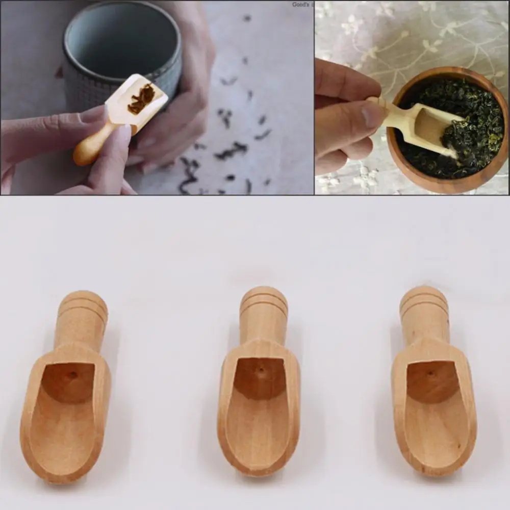 

Scoop Wood Spoon Natural Wooden Coffee Tea Sugar Salt Powder Kitchen Utensil Tool for scooping Honey Coffee
