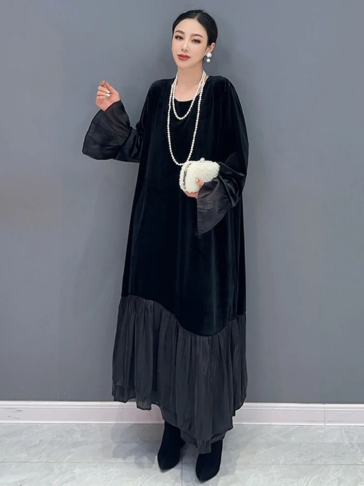 Женское бархатное Сетчатое платье SHENGPALAE корейское модное элегантное