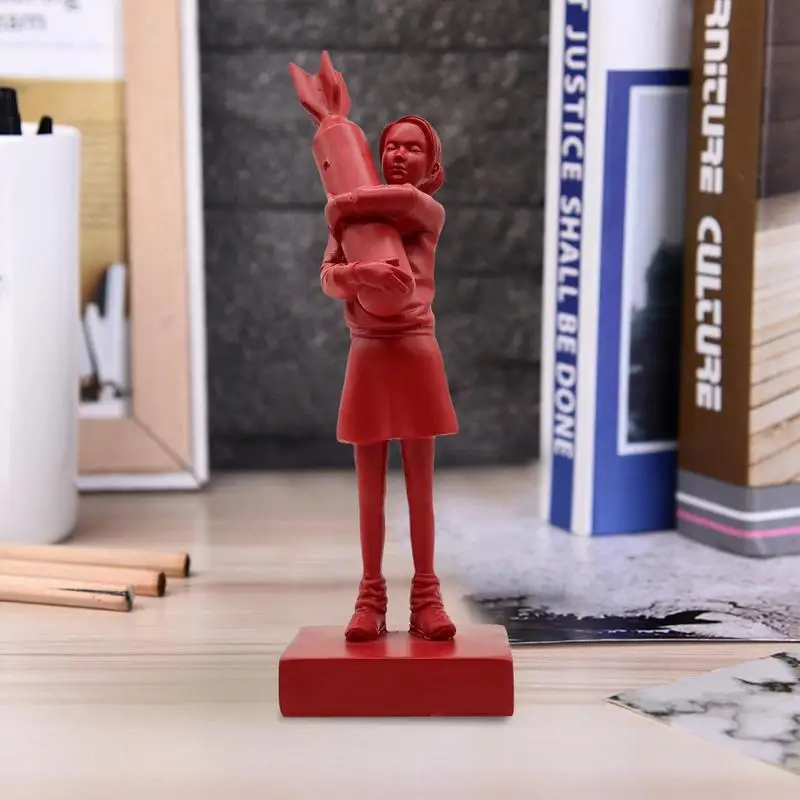 

Resin Girl Hugging With Bombs Statue Bombs Hugger Statue Modern Peace Sculpture Ornaments Office Home Decor Decoration Crafts