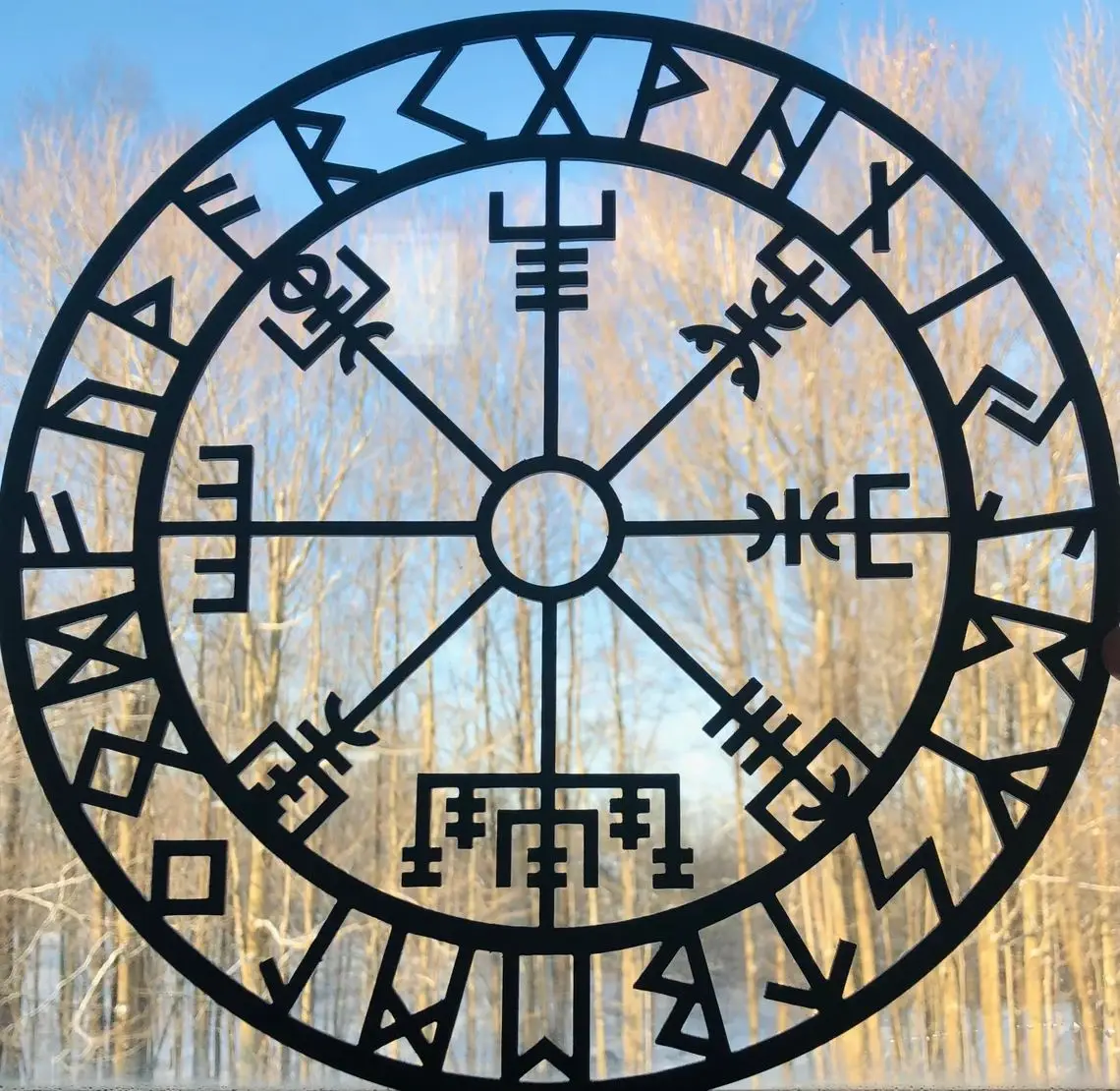 

Metal Viking Compass Runes Symbol Altar divination tool for witch 30cm