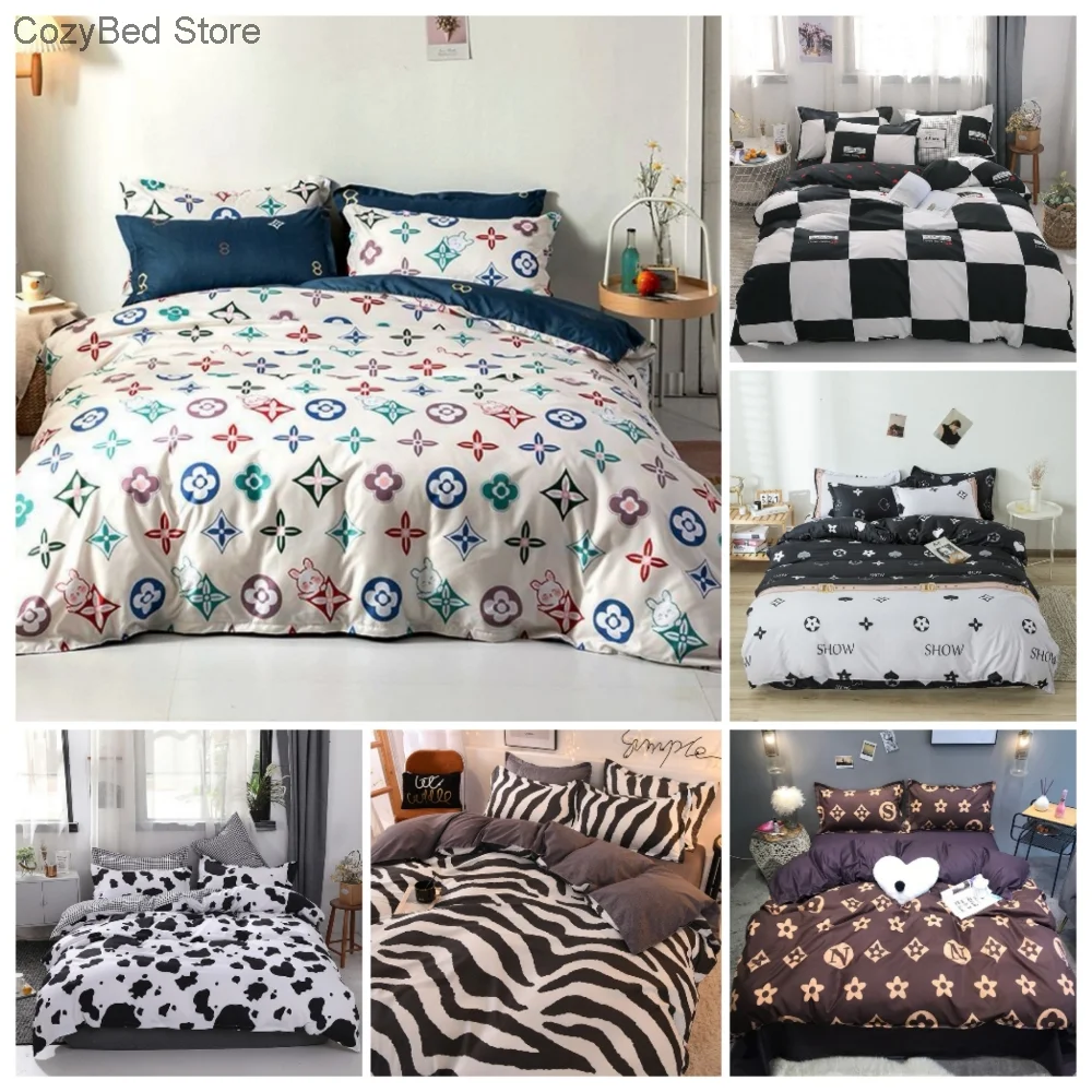 

2/3 Pcs Luxurious Brand Duvet Cover Set Black And White Bedding Sets Twin/queen/king Size Black And White Grid Comforter Set