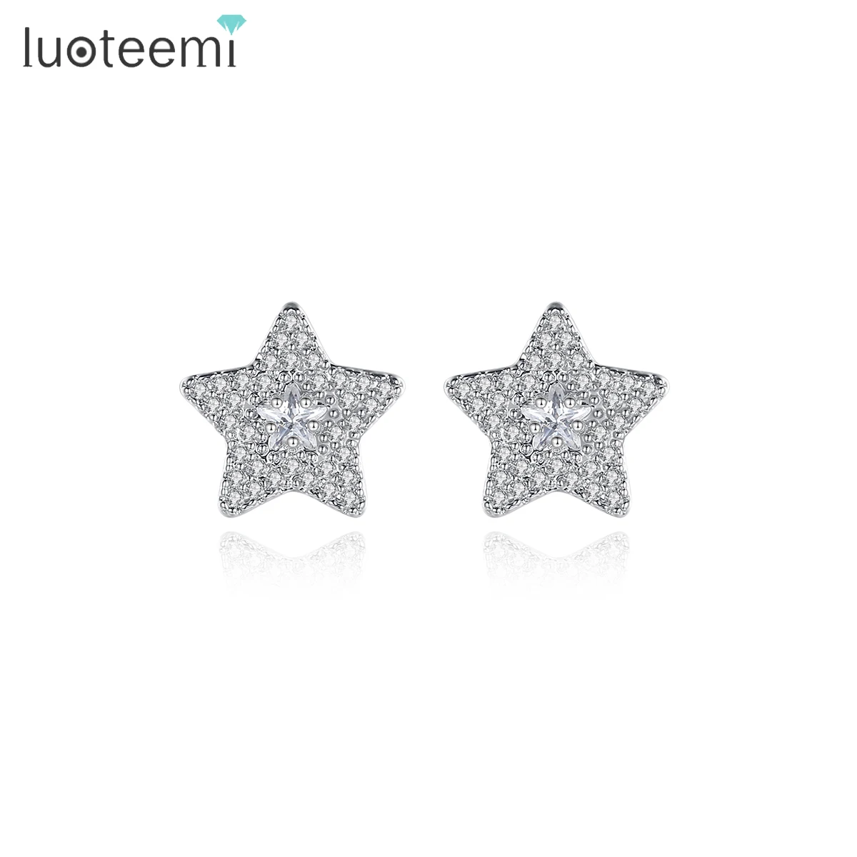 

LUOTEEMI Korean Fashion Cute Sparkling Star 2022 New Arrival Stud Earrings Jewelry for Women boucle oreille femme High Quality