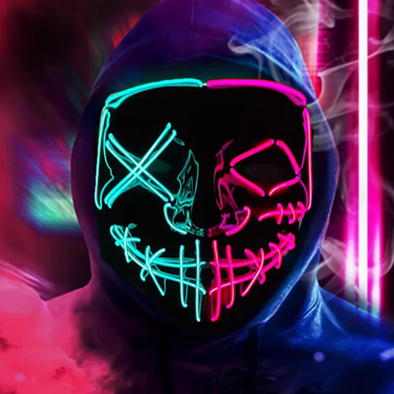

Colorful Rave New Year LED Light Up Face Mask Luminous Mask Cosplay Party Supplies Neon Mask Glow In The Dark Festival Costume