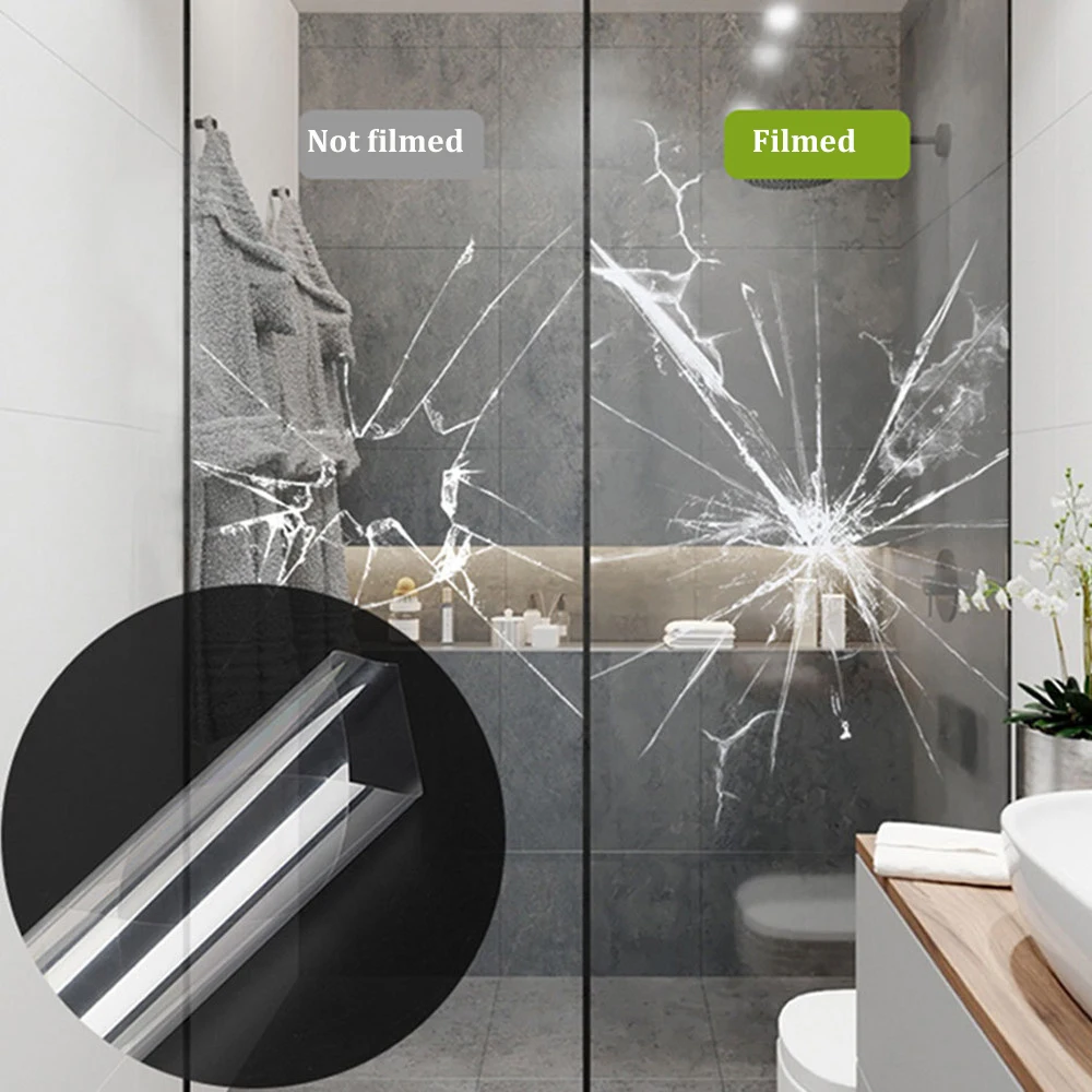 

8mil Transparent Safety Security Window Film Glass Protective Film Clear Film Foil Shatter-proof for Windows Glass Public Places